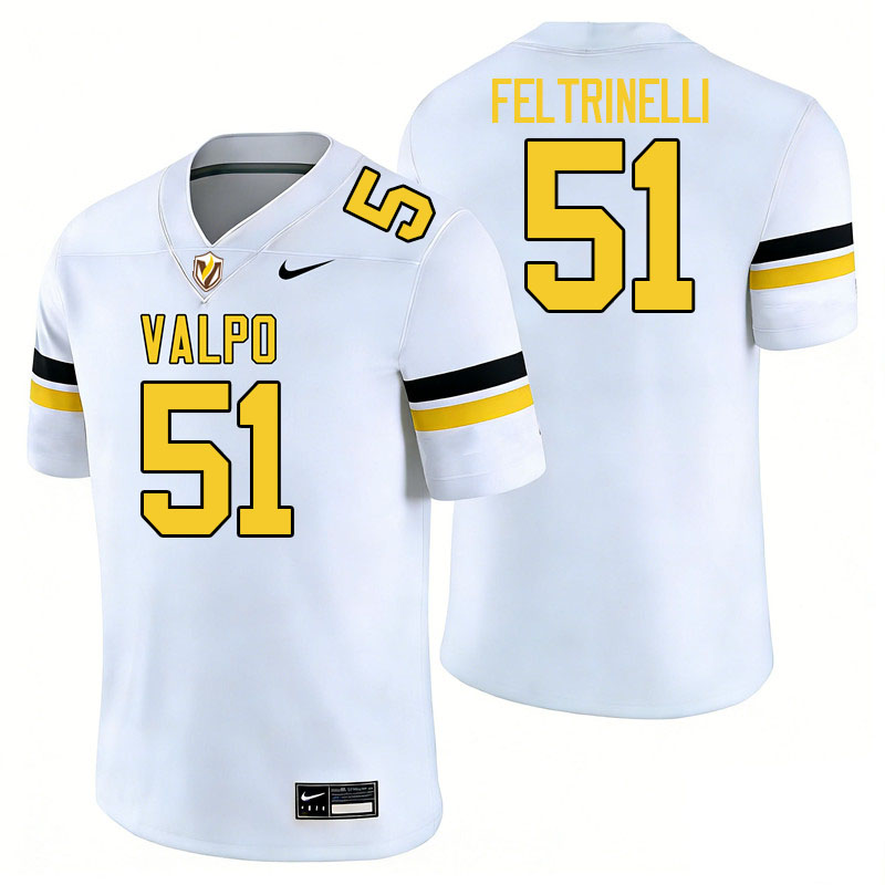 Valparaiso Beacons #51 Anthony Feltrinelli College Football Jerseys,Uniforms-White